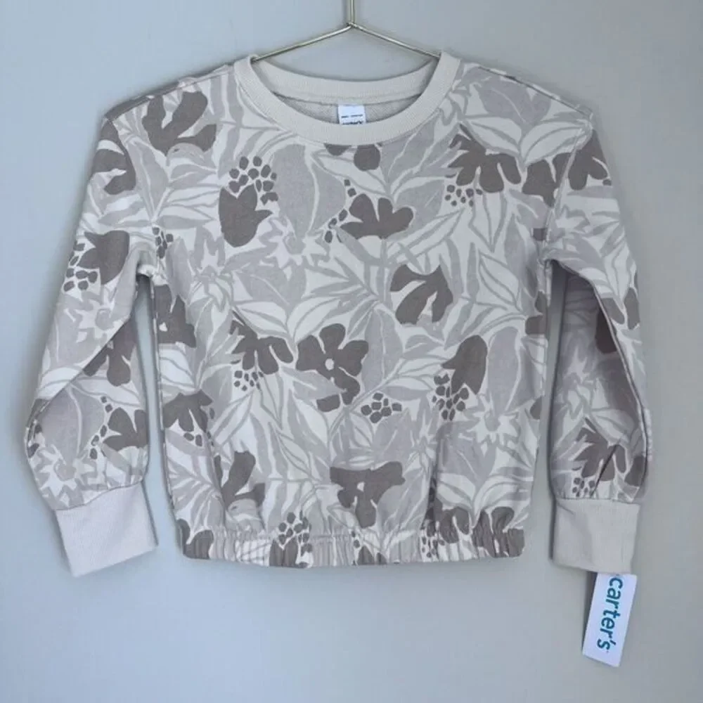 Carter's Girl's Floral Print Sweatshirt Neutral Ivory‎ Cream Size 6 New NWT